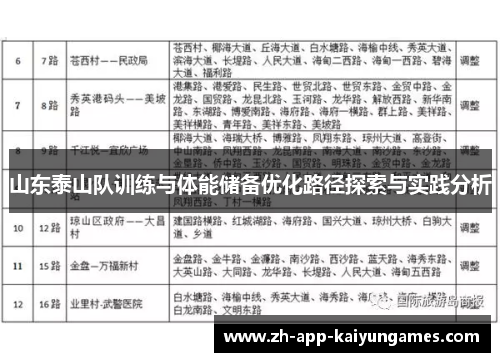 山东泰山队训练与体能储备优化路径探索与实践分析