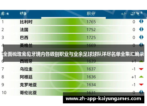 全面梳理葡萄牙境内各级别职业与业余足球球队详尽名单全集汇编录